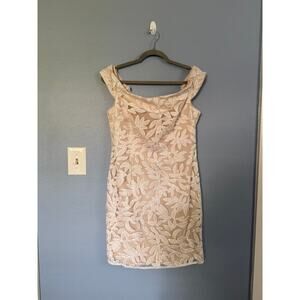 Adriana Papelll Blush Nude Lace Floral Embroidered Dress Sleevless Romantic 12